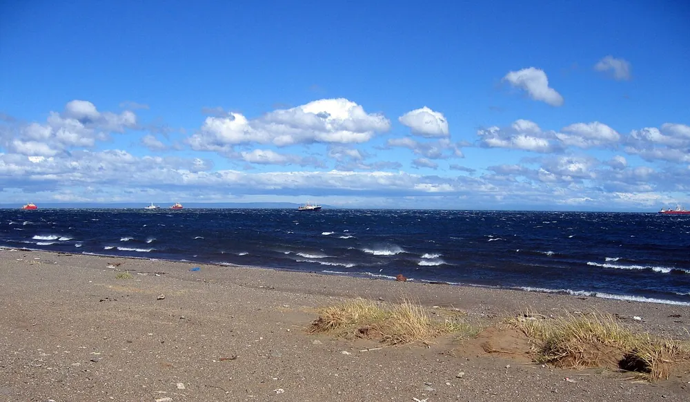 The Strait of Magellan seen from Punta Arenas